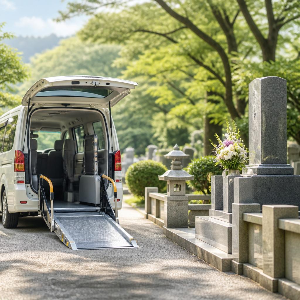 敬愛する方へのお墓参りを、安心の介護タクシーでサポートします。